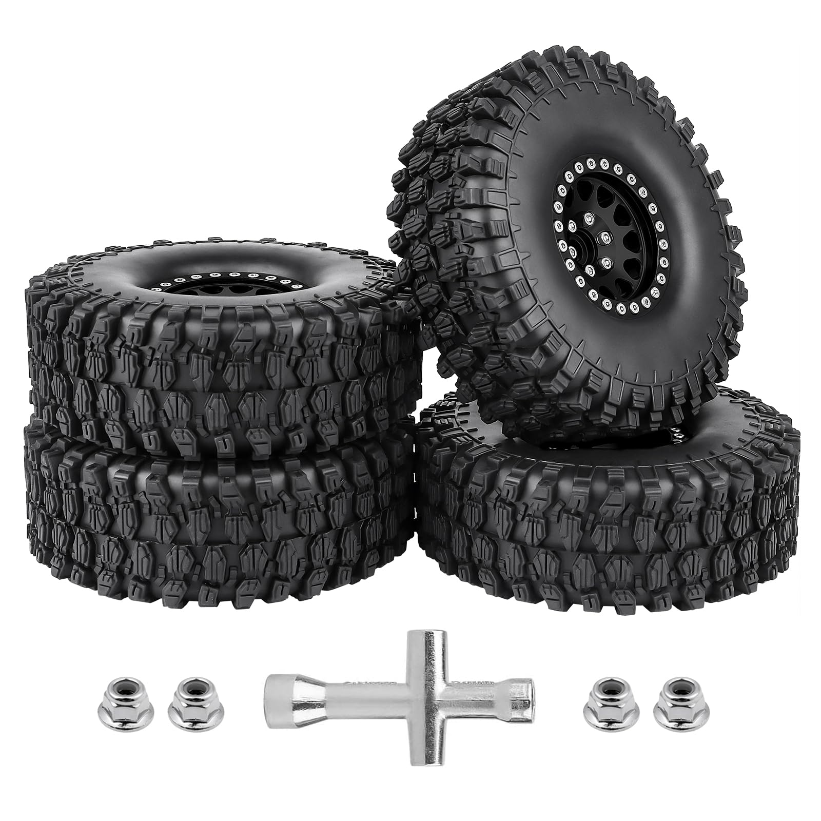 Amazon.com: CrazyHobby Aluminum 1.9 Beadlock Wheels and Tires for