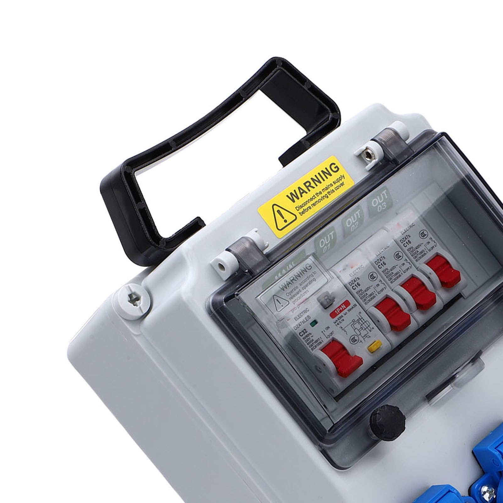 Eujgoov Caja de Enchufe Industrial Portátil IP44-67 con Interruptor Automático para Obras de Construcción y Talleres Al Aire Libre
