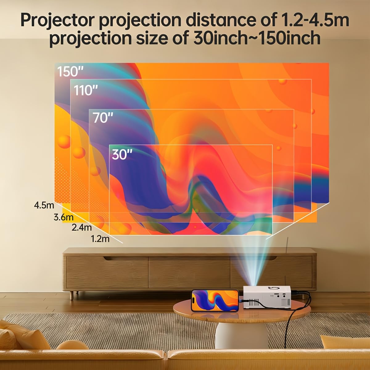 Proiettore portatile in miniatura nativo 240P, supporta 1080p, Home Theater Full HD, altoparlante integrato, compatibile con telefono/scrivania/computer/USB, adatto per esterni/ufficio/salotto