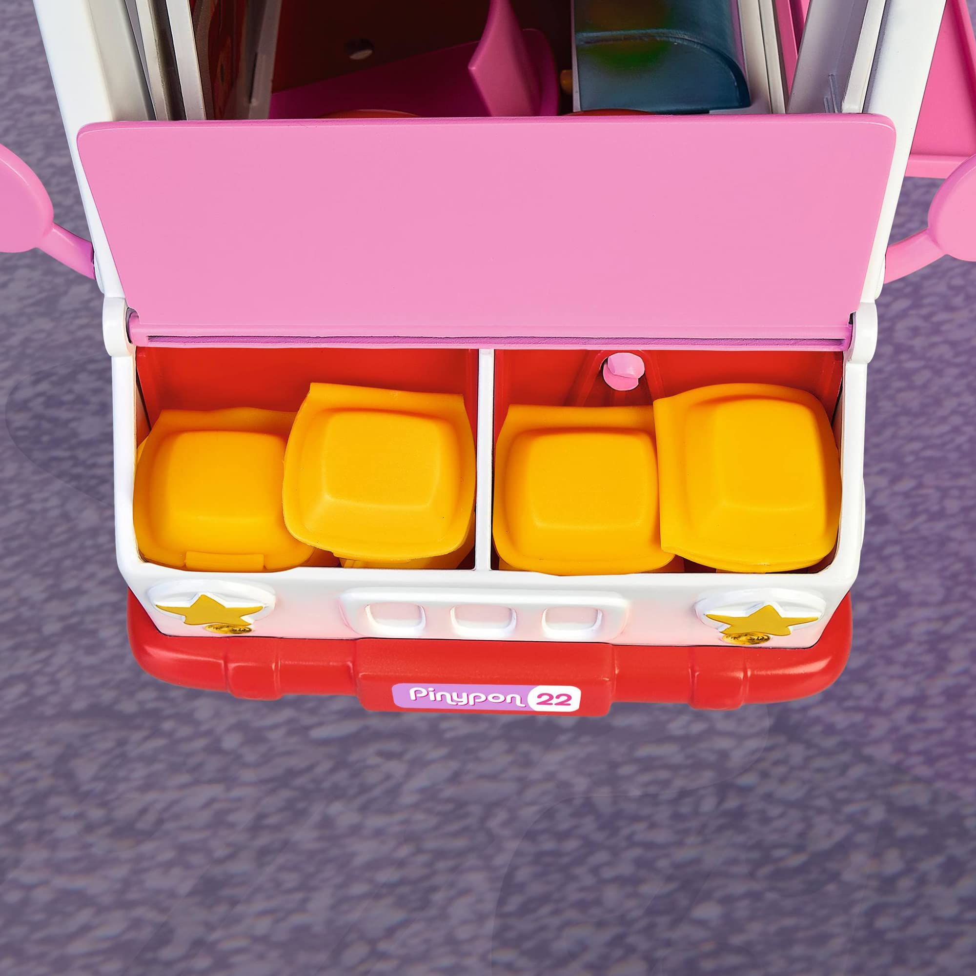 Pinypon - Happy Burger, playset Restaurante Food Truck Hamburguesas, Juguete con Posibilidades de Juego, 1 muñeco, Accesorios, y Compartimento para guardarlos, Desde 4 años, Famosa (700017210)
