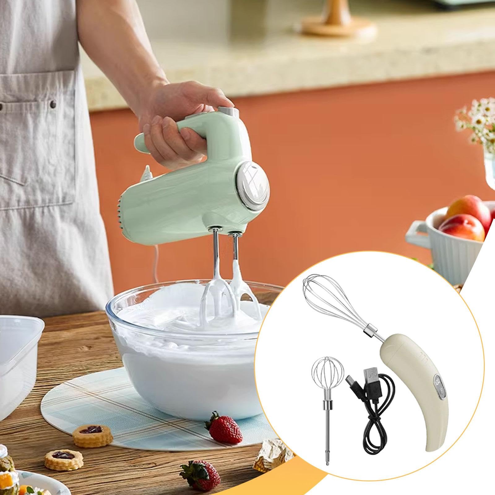 Generic Batteur à Main Sans Fil, Mousseur à Lait électrique, Batteur électrique Polyvalent, Mousseur à Lait pour Café, Idéal pour Les Boulangeries et Les, Beige