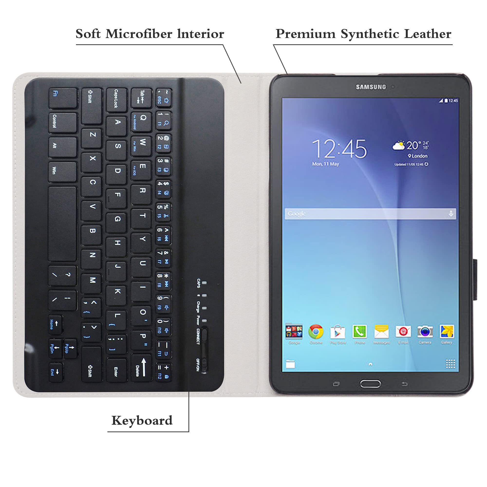 MAMA MOUTH for Galaxy Tab E Keyboard Case,Slim Stand PU Leather Case  Cover with Romovable Keyboard for Samsung Galaxy Tab E E Nook T560