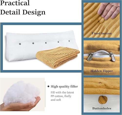 Miniatura 14 de Almohada de cuña para sentarse en la cama, almohada de lectura para adultos, soporte para respaldo, almohada de cabecero, sofá cama, cojín