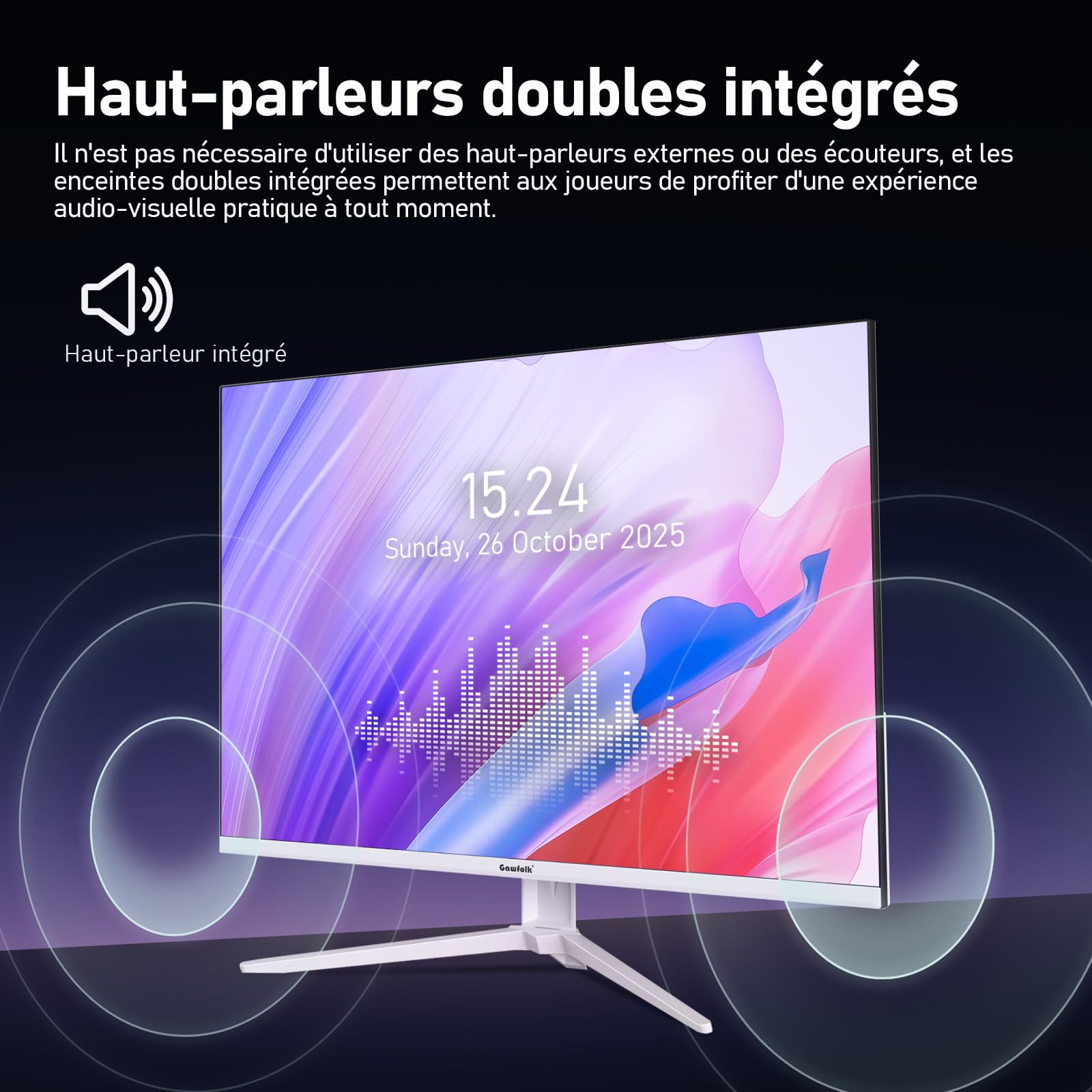 Gawfolk Écran PC UHD 4K 28 Pouces, Moniteur IPS Ultra HD (3840 × 2560 p), 3:2, 1,07 Milliard Couleurs, 128% sRGB, Haut-parleurs intégrés, Angle de Vision Large 178°, DisplayPort, HDMI, Blanc - 4