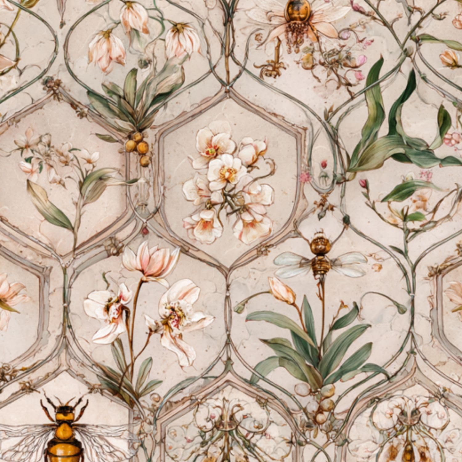 Deruinvaio Multi10 Self Adhesive Feature Removable Watercolor Botanical Garden Peel And Stick Vinyl Wallpaper Roll, Sticky Lining Paper For Bedroom, Living Room, Kitchen Walls