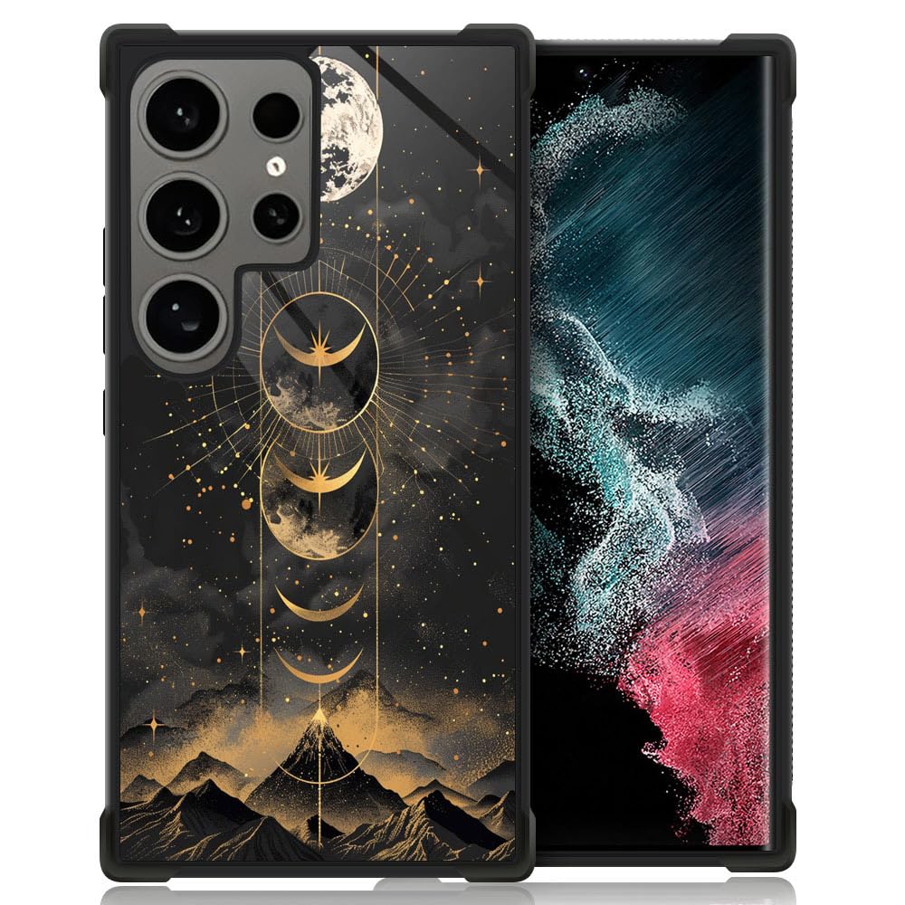 ZHEGAILIAN Case for Samsung Galaxy S24 Ultra,Golden Moon Mountains S24 Ultra for Men Boy,Drop Protection with Soft TPU Bumper