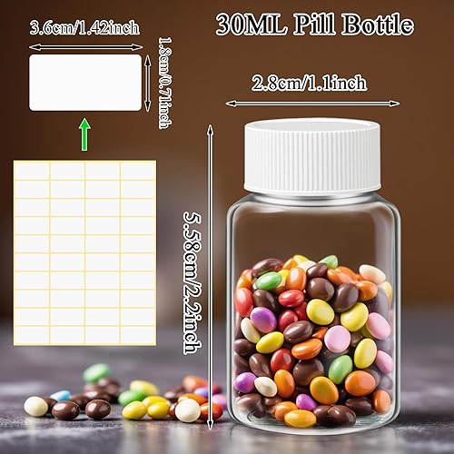 Miniatura 2 de Botella de píldora transparente, 30 unidades, botella de medicina, botella de reactivo vacía, recipientes químicos con tapas para medicina líquida