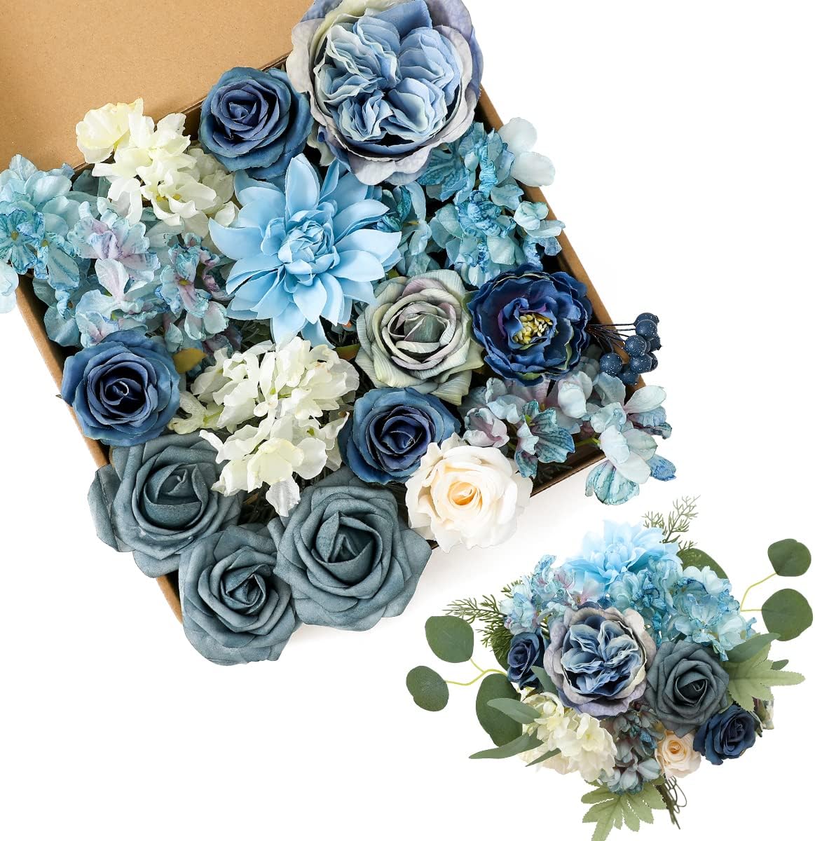 Amazon.com: Kisflower Blue Flowers Artificial Combo Cake Flowers ...