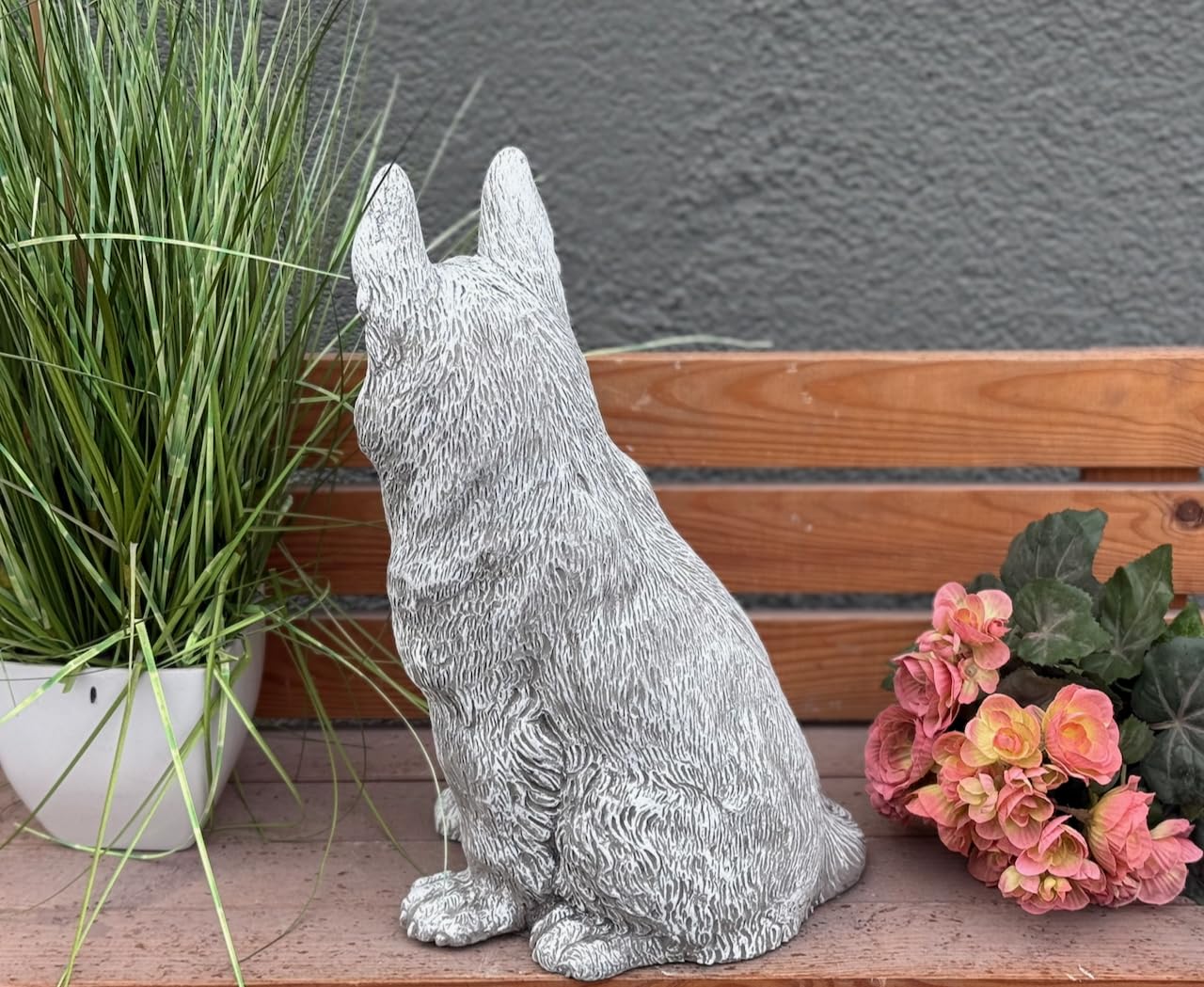 stoneandstyle Steinfigur Schäferhund Gross, frostfest, Höhe 39 cm, Gewicht 13,4 kg