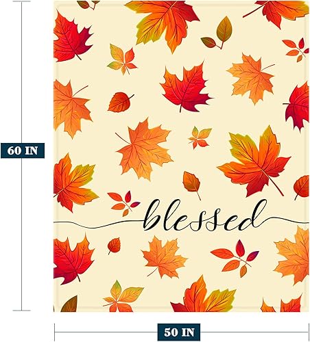 Miniatura 143 de YeeJu Manta decorativa de otoño, color naranja, Acción de Gracias, otoño, lindas calabazas, manta para sofá, cama, sala de estar, suave, acogedora