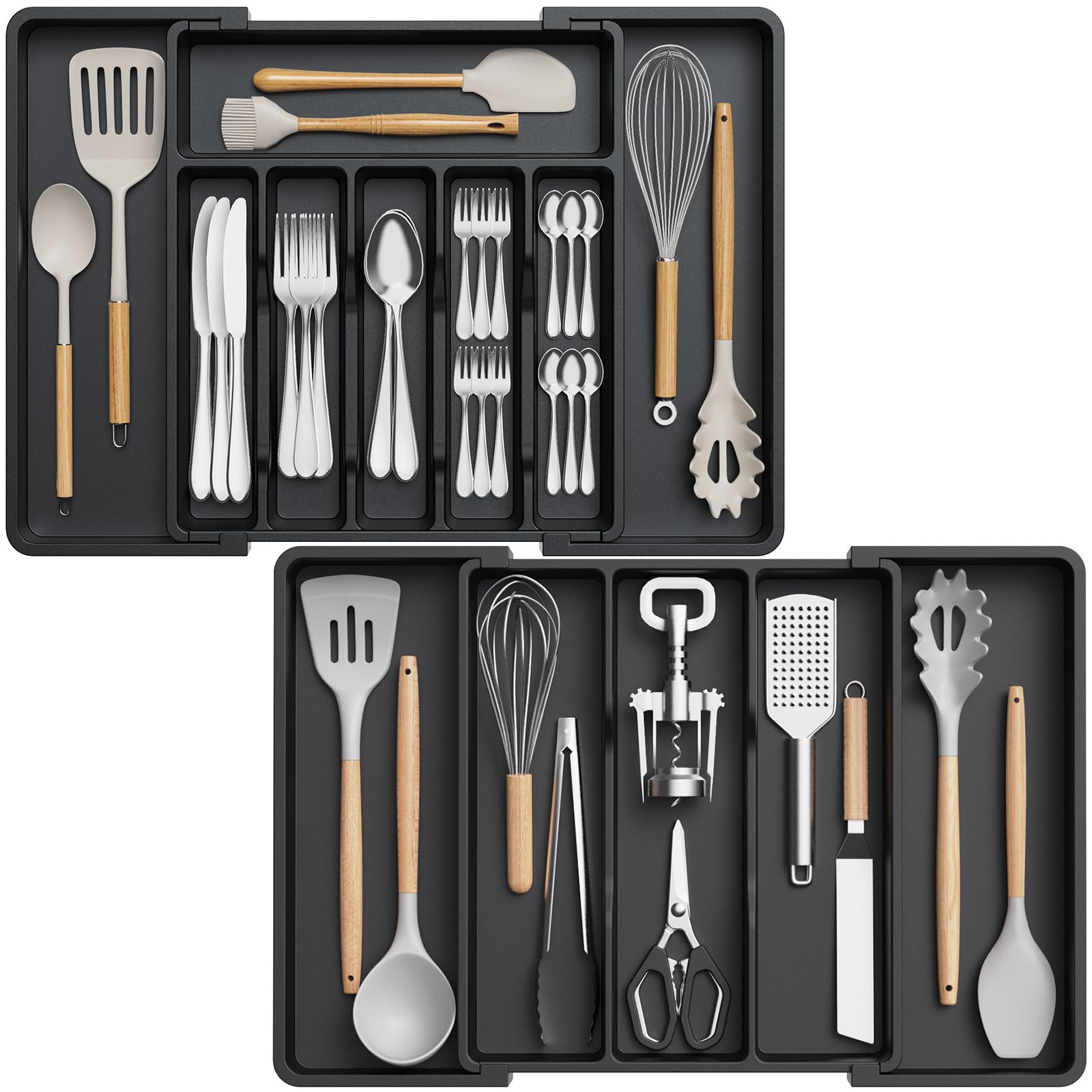 Set 2 Organizzatori Cassetto Lifewit - Portaposate Espandibile, Bianco, Per Cucina - Foto 2