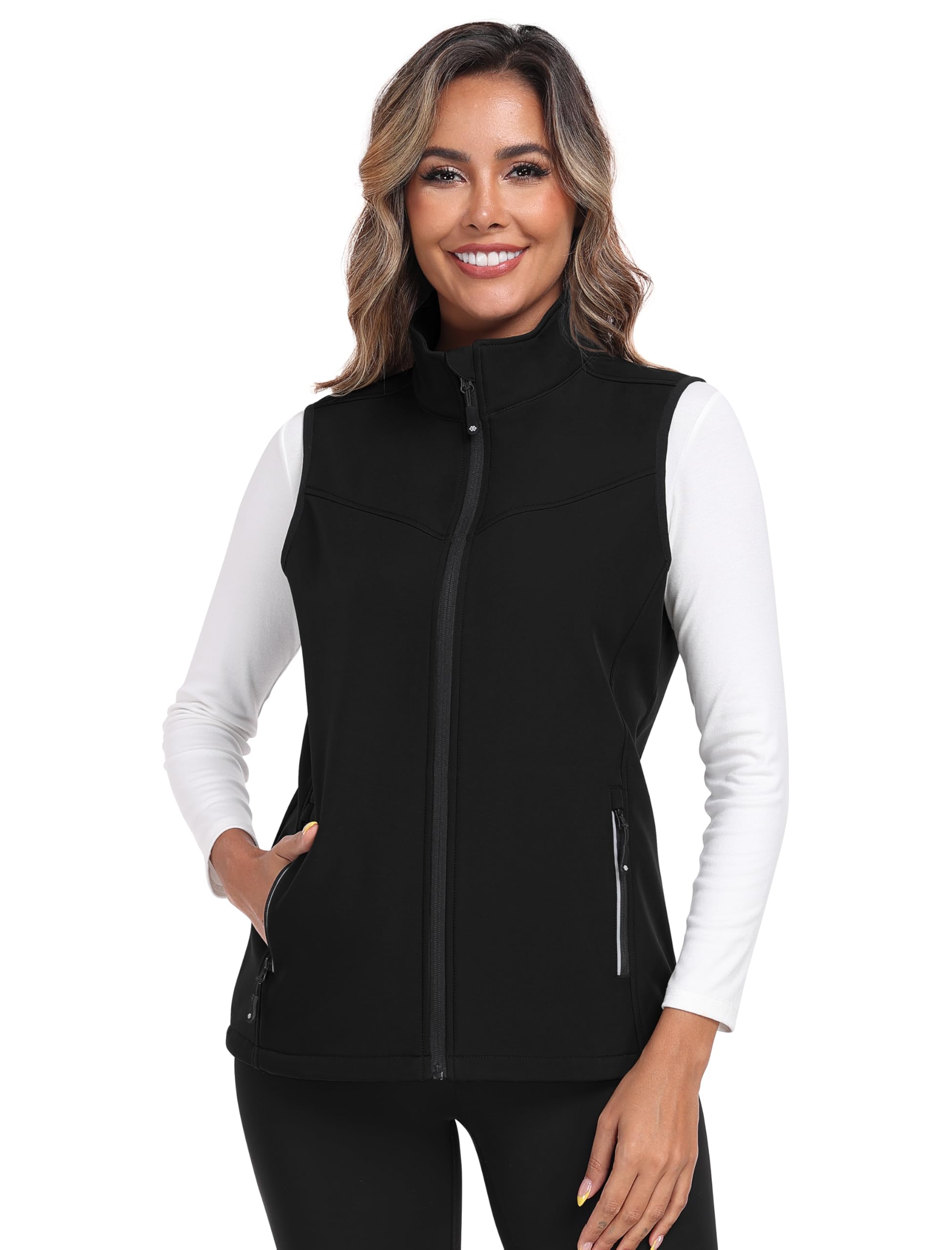 MoFiz Softshellweste Damen Weste Outdoor Fleece Laufweste Wasserdichte Trekking Wander Sports Ärmellose Jacke