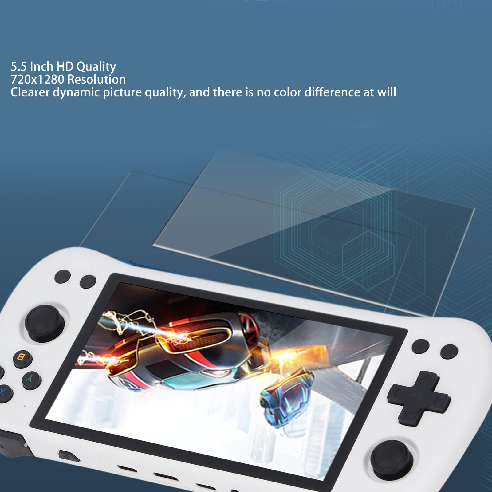 X55 Handheld-Spielekonsole, 5,5-Zoll-IPS-Bildschirm, Retro-Handheld-Spielekonsole, Unterstützt Mehr Als 30 Simulatoren, Tragbarer Game-Player für Kinder (16G und 128G)