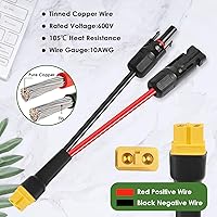 Vista 3 de Cable de extensión solar a XT60 10AWG 3FT conector solar a XT60 Cable adaptador para panel solar a estación de energía portátil Generador solar