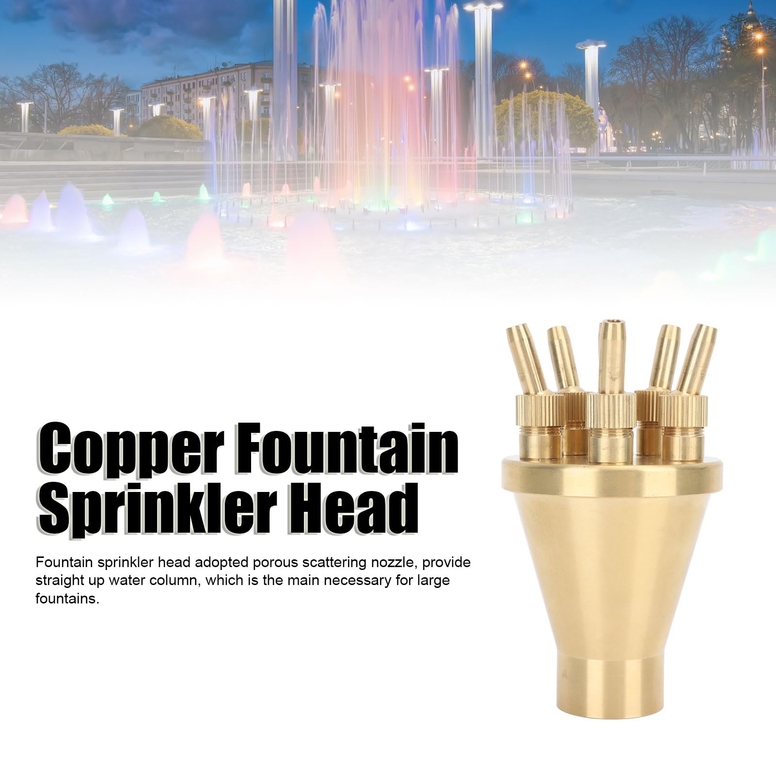 Pond Fountain, Copper Water Fountain Nozzle Direct Spraying Universal Adjust Pool Sprinkler for Garden(G1 Inch)