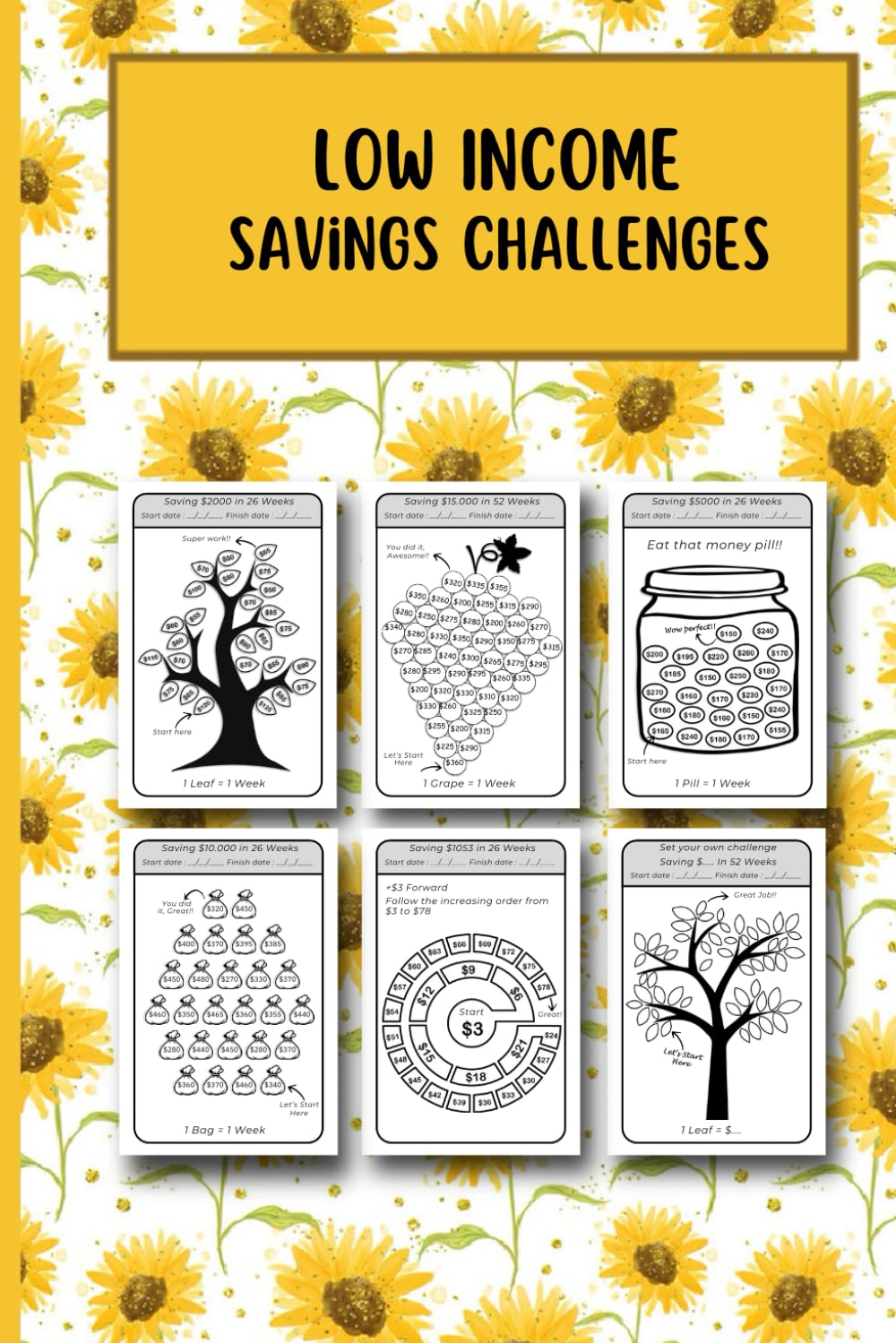 Low Income Savings Challenge Book: Low Income Savings Challenge Book | 30, 60, 100 Days & 52 Weeks Money Saving Planner | Budget Tracker for Women, ... | Financial Tracker to Save $ $100, $150, $2