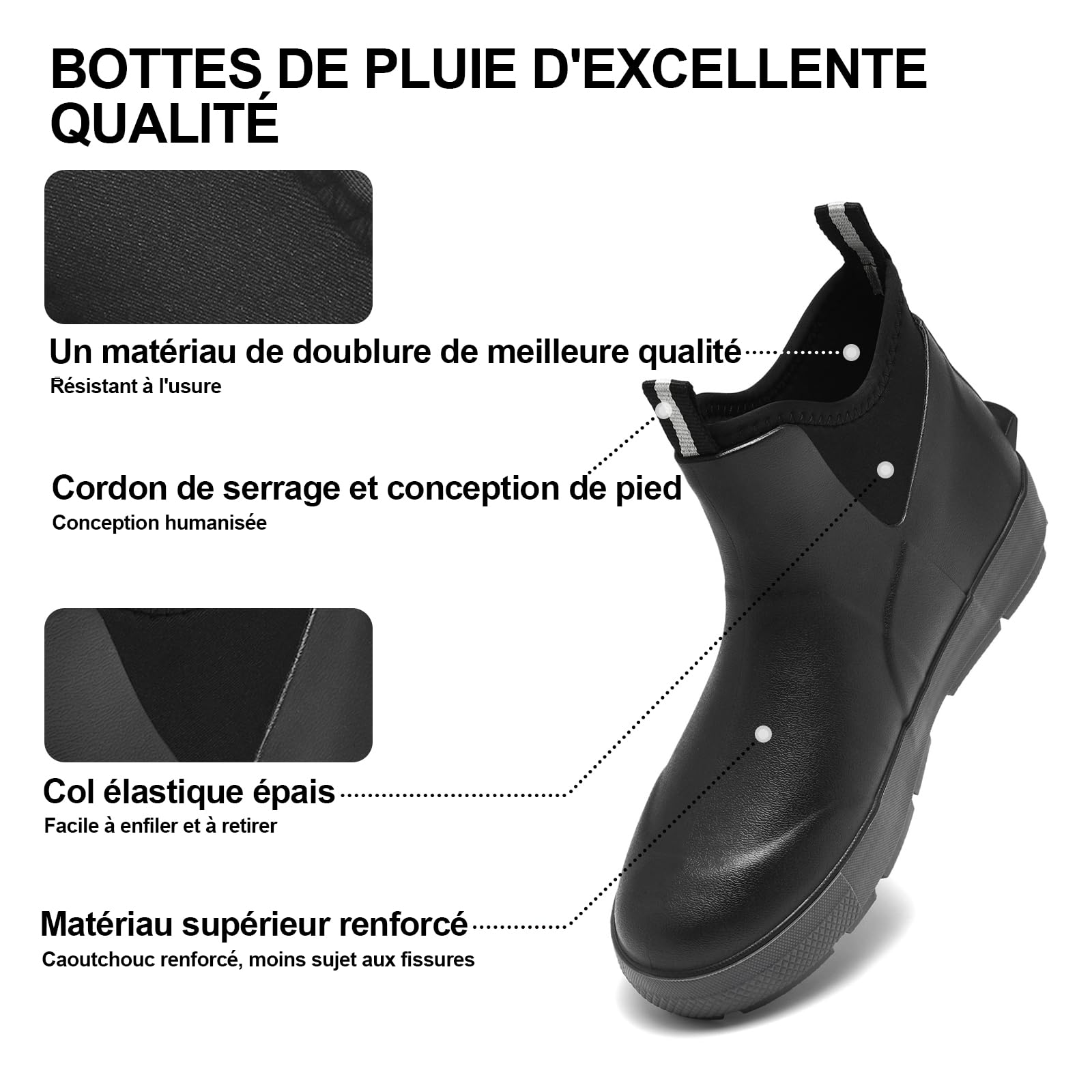 Bottes Caoutchouc Homme,Bottes de Pluie Femme,Bottes de pont ImperméAbles à L'eau AntidéRapantes Bottes Jardin Élégant Pêche​et Confortable LumièRe Doux 40-46EU