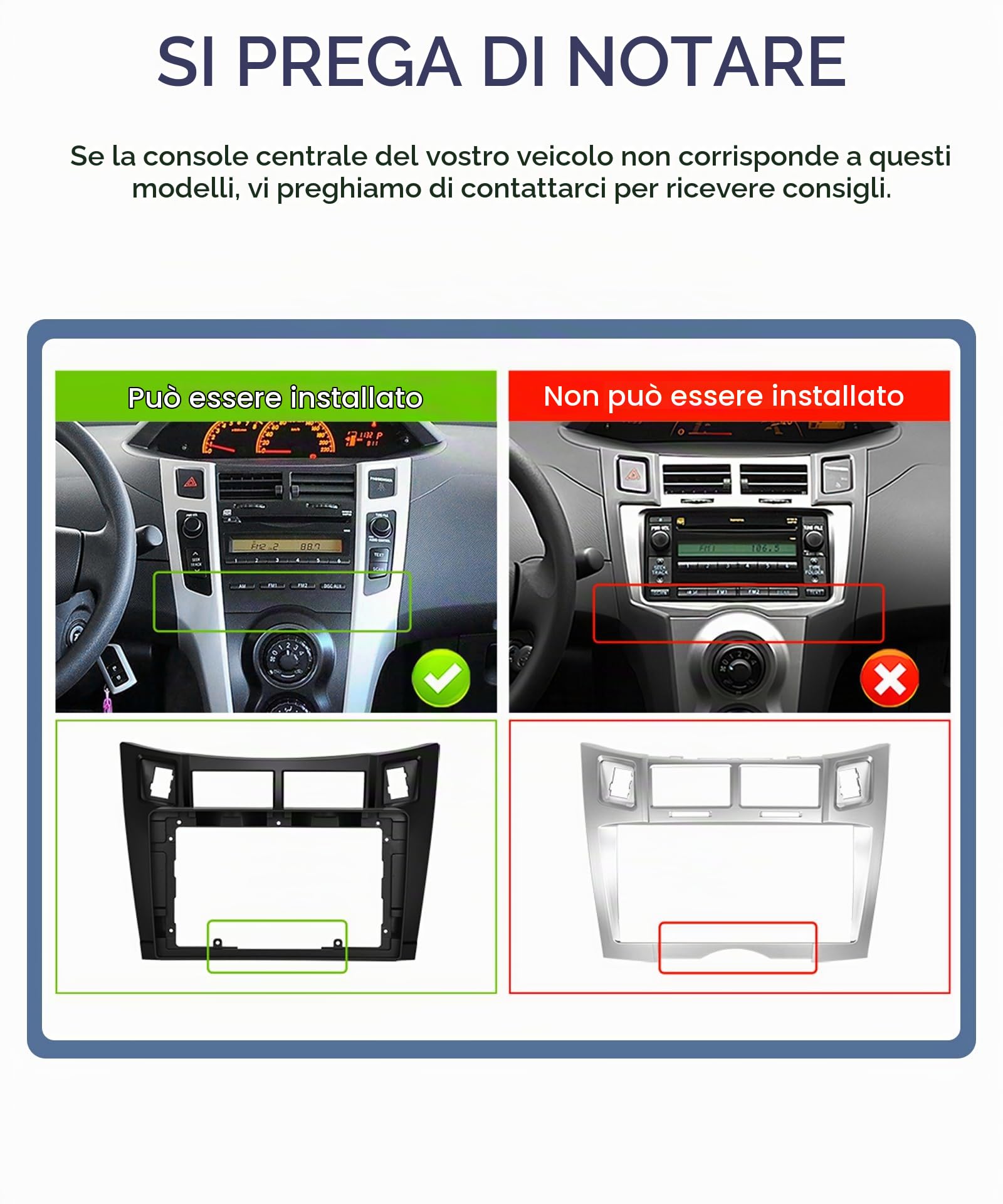 Rimoody Autoradio per Toyota Yaris 2005-2011 Carplay Wireless, 9 Pollici Touchscreen IPS Radio 2 din con Android Auto, Mirror Link, Bluetooth, FM/RDS, DSP, Comandi al Volante Retrocamera
