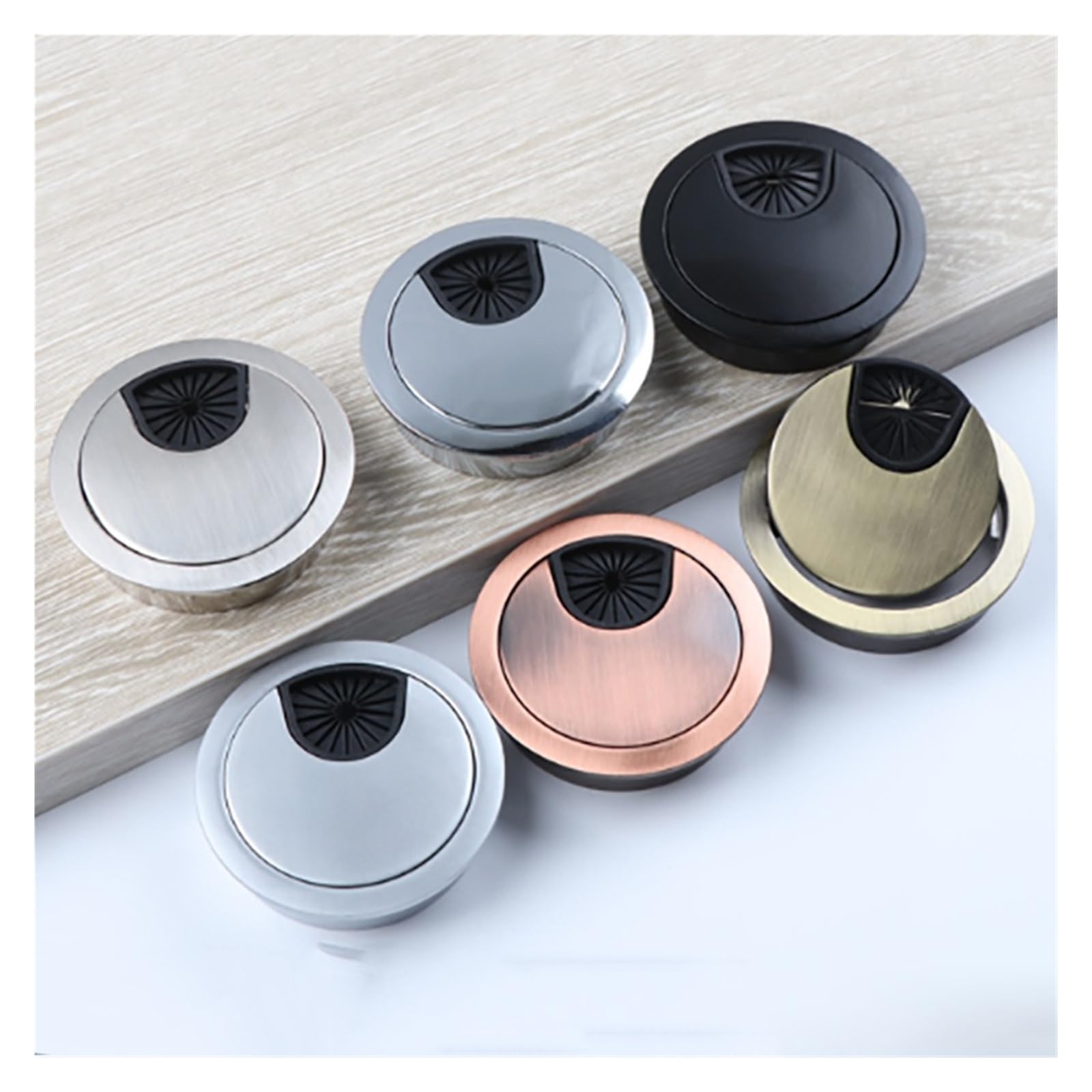 1-8 szt. Zinc Alloy Desk Cable Cover 50/53/60/80 mm okrągły uchwyt do zarządzania przewodami komputerowymi (53 mm zielony brąz, 8 szt.)