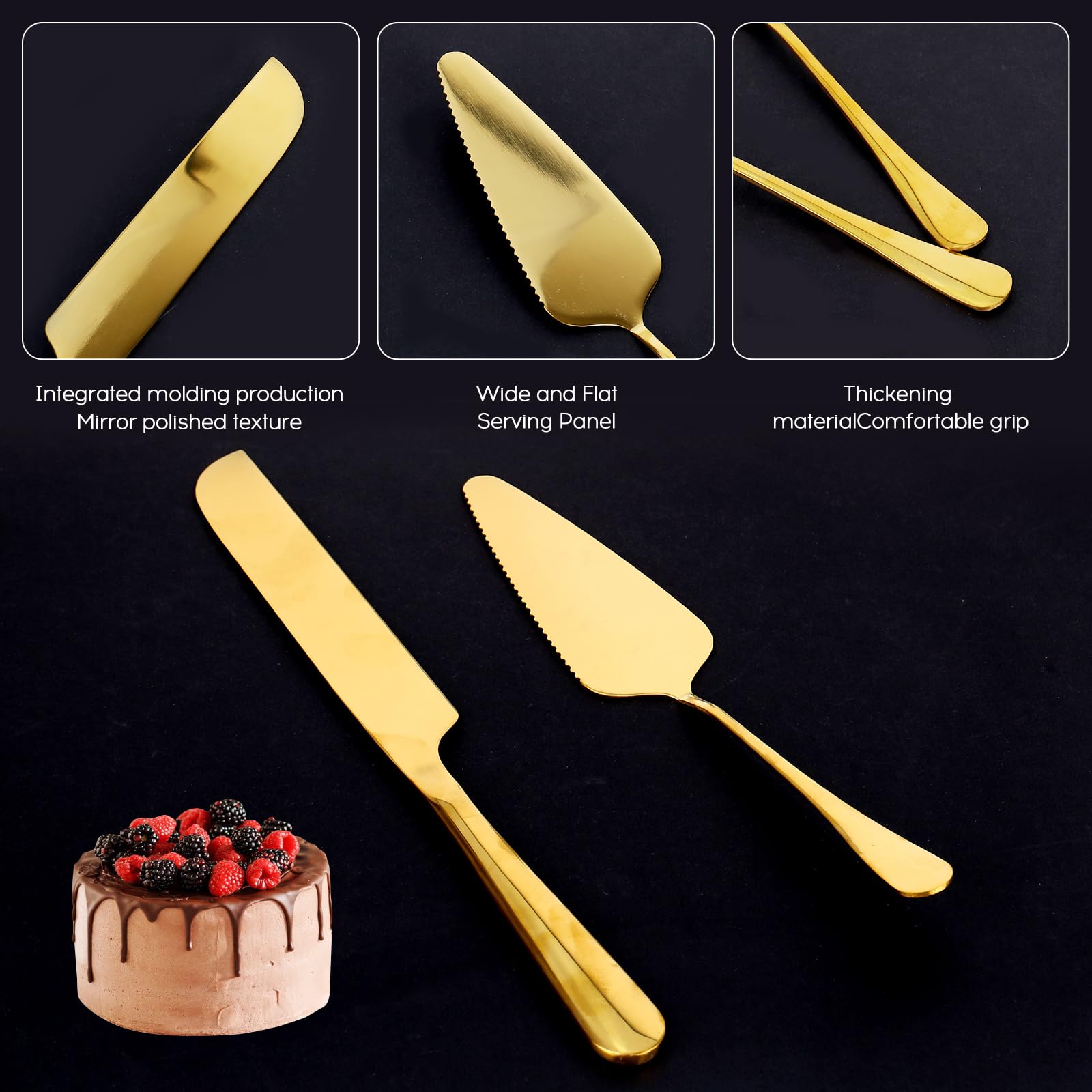Set Di Coltelli E Server Per Torte Nuziali, Personalizzata Paletta Torta Cake Server Set In Acciaio Inossidabile, Taglio Per Torte, Taglia Torta Paletta Tagliatorta, Matrimoni, Compleanni (Oro Rosa