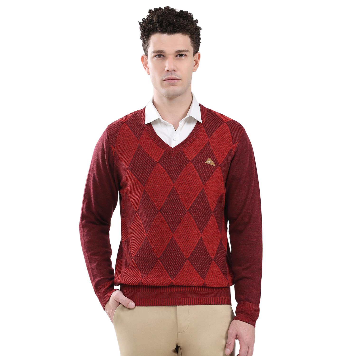 monte carlo Men's Regular Fit Pullover | Self Design Pattern | Pull On Closure with Full Sleeve V Neck Winter Pullover for Men's-picture-10