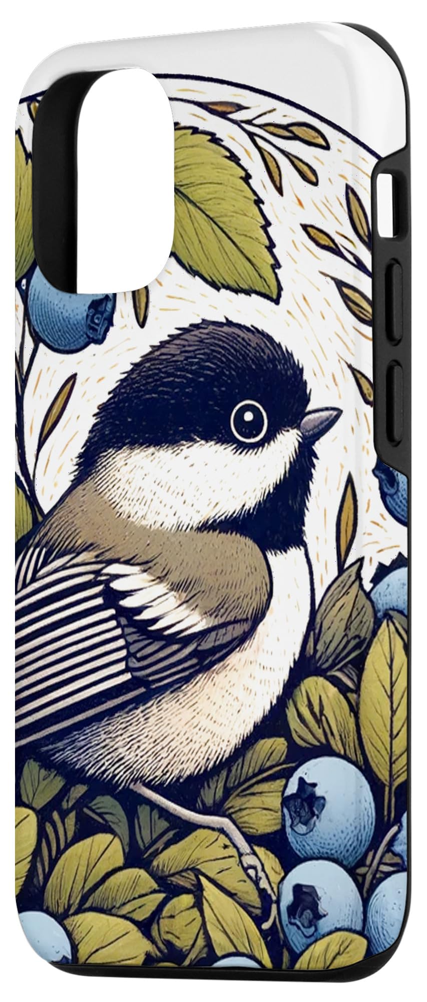 iPhone 15 Pro Black Capped Chickadee Wild Blueberry Bush Maine Case - Image 2