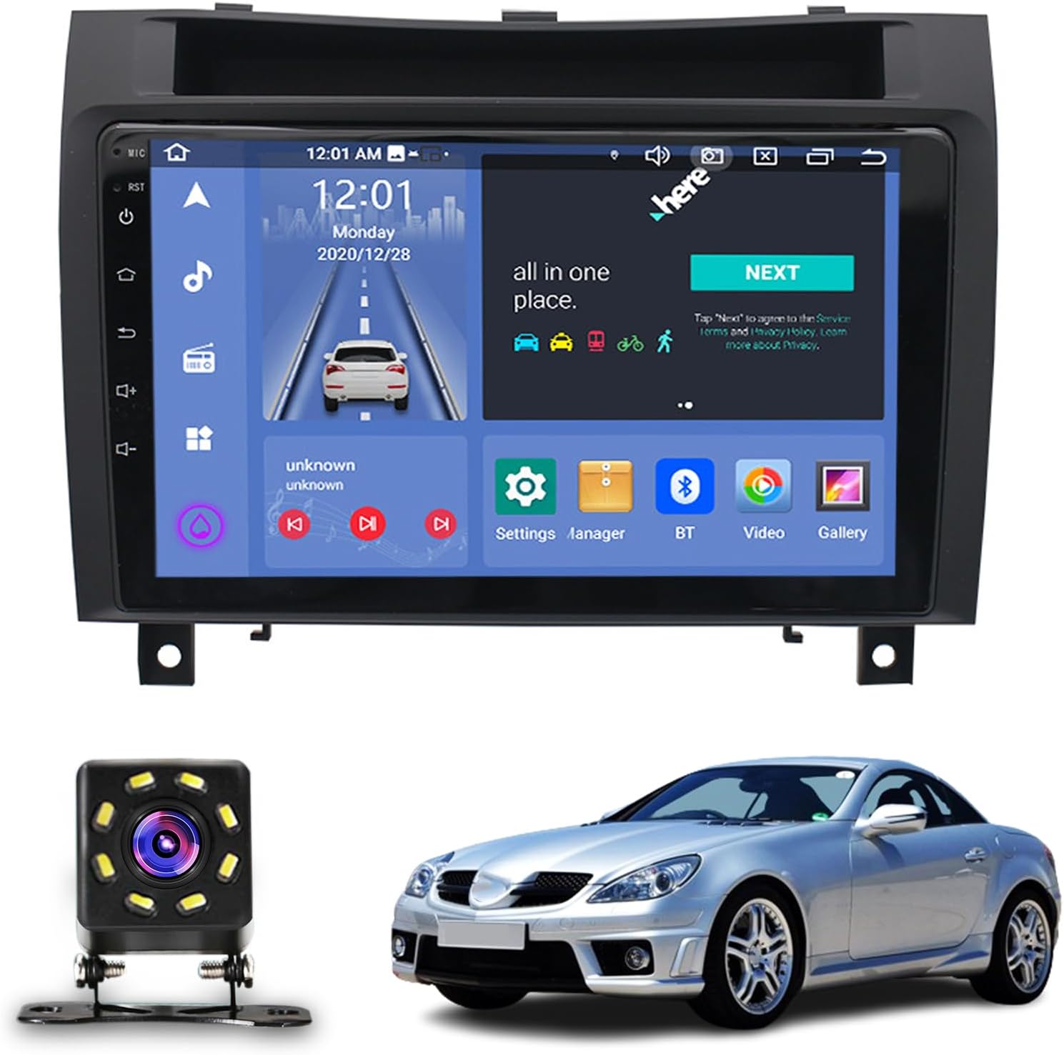 9" Multi-Function Car Screen for Mercedes Benz SLK Class 2004-2010 Android Car Radio Stereo Touch Screen Auto Navigation System with Carplay GPS WiFi Bluetooth FM Mirror Link (Size: Quad Core 2+32G)