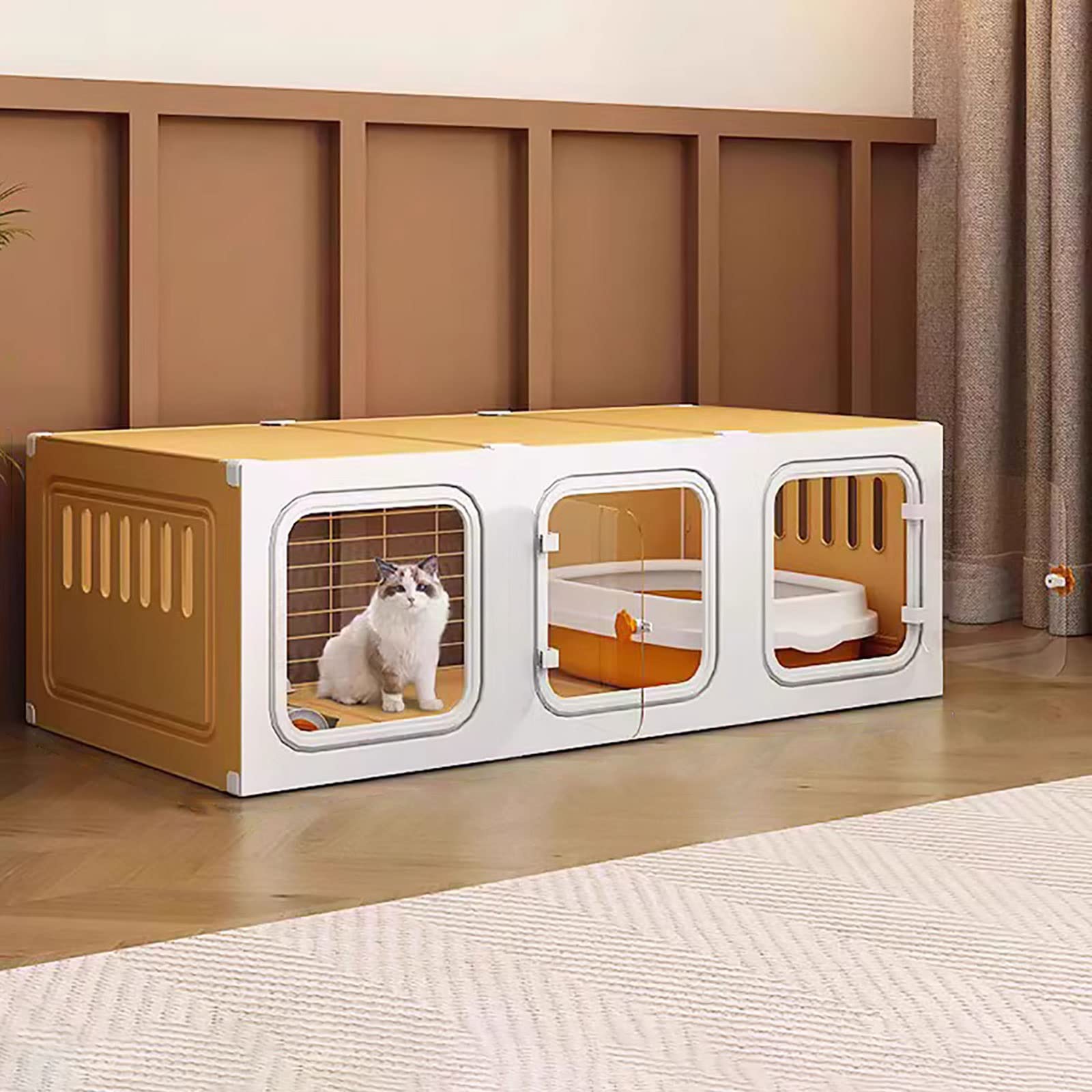 Gabbia per Gatti da Interno, Gabbie per Gatti, recinti per Gatti da Esterno, Gabbia per Piccoli Animali, mobiletto per Gatti Semi-Chiuso Staccabile, Grande Spazio per Esercizi Ideale per 2-3