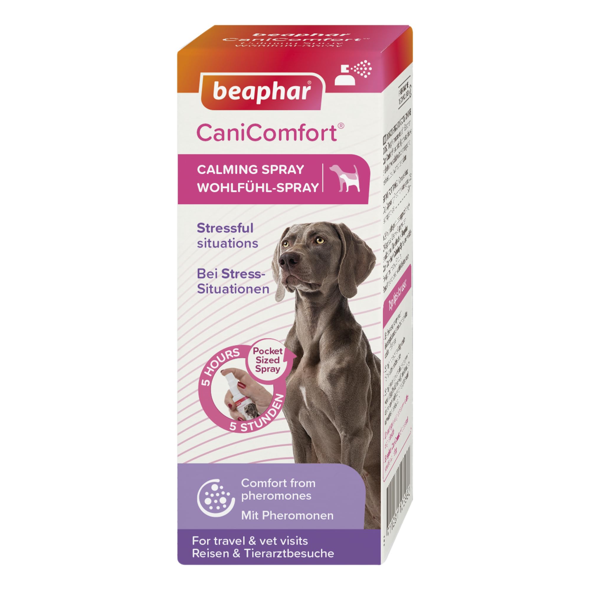 Beaphar - CaniComfort® Calming Spray - Reduces Anxiety & Stress – Pheromone Calming for Dogs -At Home or On-The-Go - Fast-Acting Dog Stress-Relief - Starts Working in 15 Minutes - 30ml