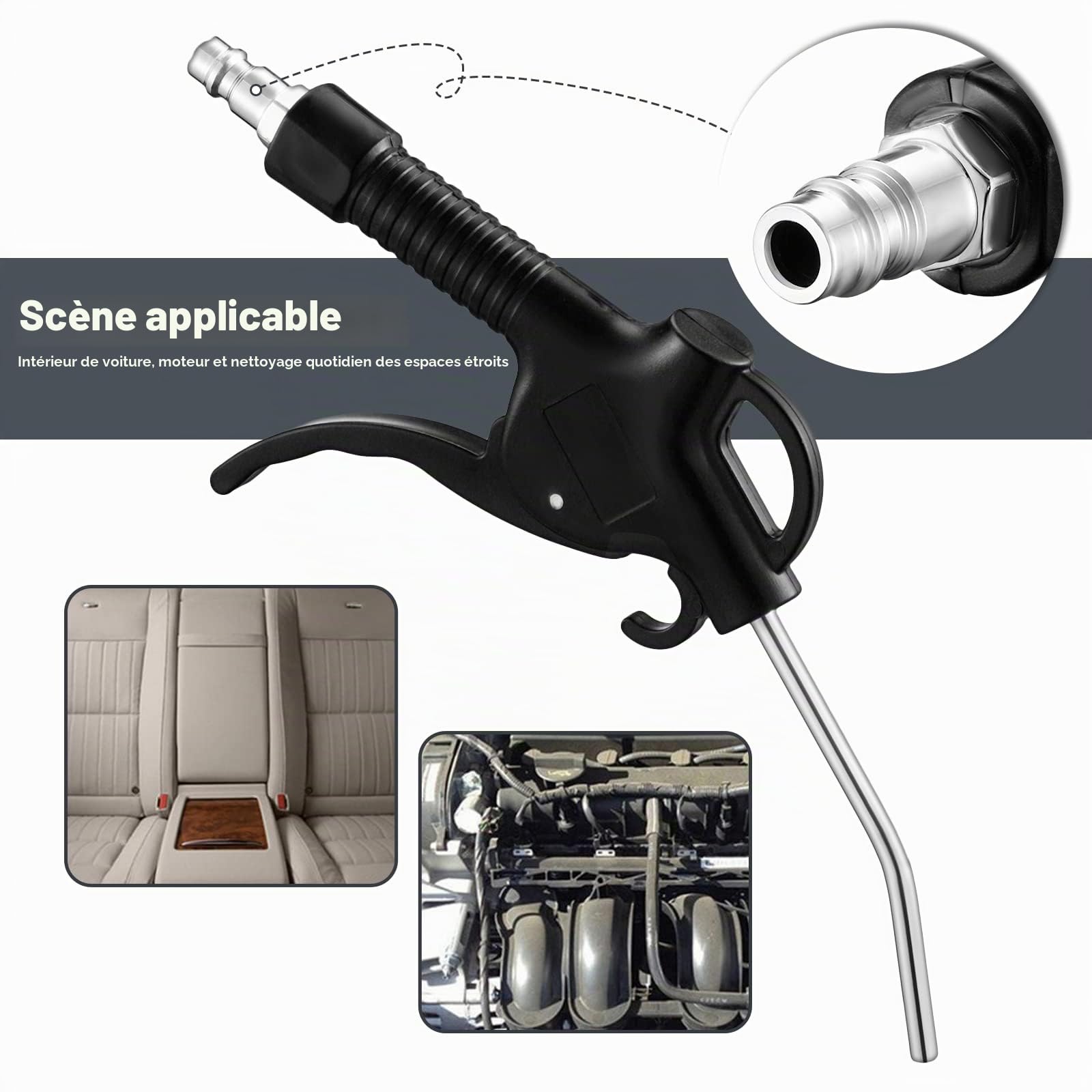 3 Pièces Soufflette Air Comprimé Bec Long, Soufflette Compresseur Longue 95 mm 295 mm 490 mm pour une Poussière Propre(noir)