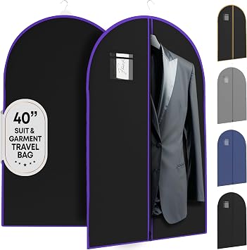 Your Bags Travel Garment Bag, Suit Bag, 40" x 24", Black/Purple Pack of 1
