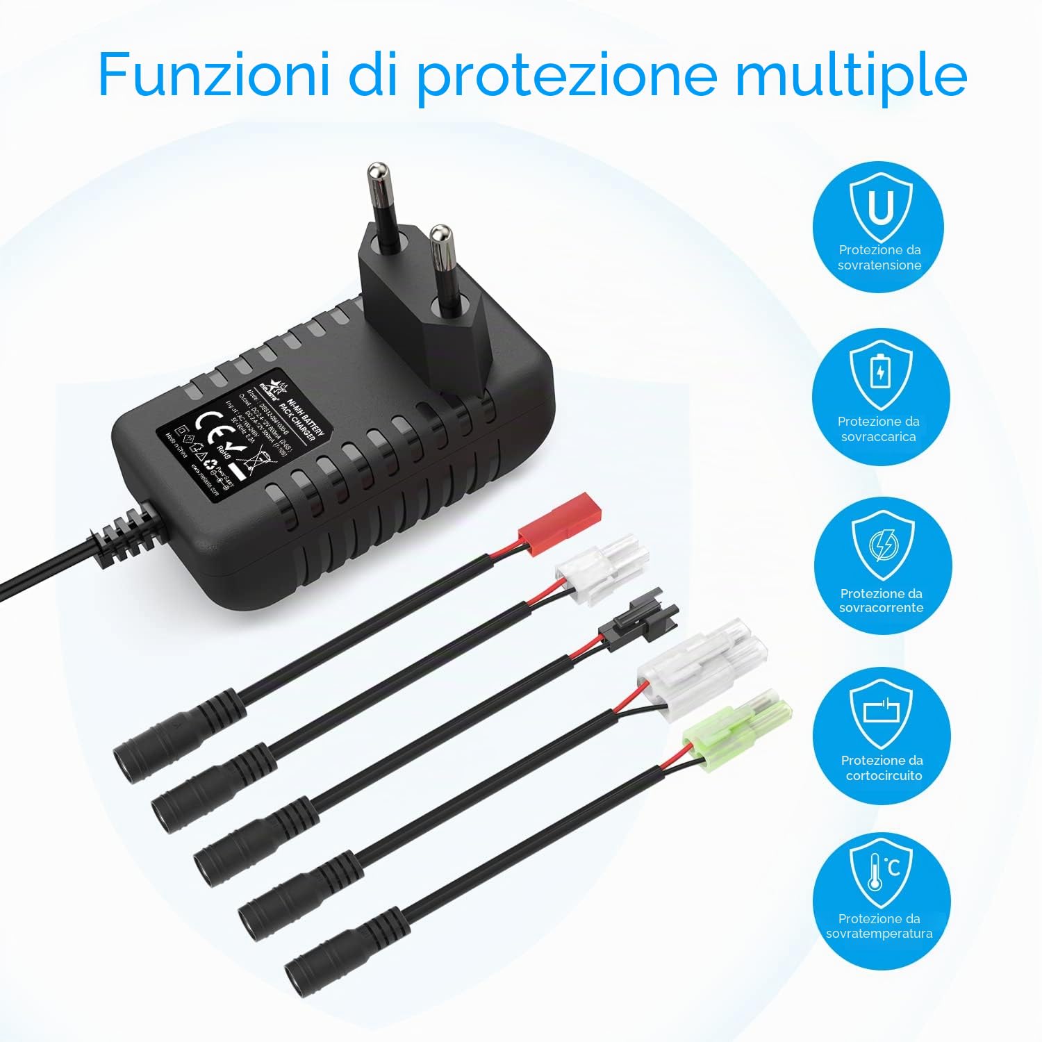 Intelligente NIMH NICD Caricabatteria 2.4V 3.6V 4.8V 6V 7.2V 8.4V 9.6V 10.8V 12V per 2-10S RC Batteria Airsoft con Connettore Tamiya/Mini Tamiya/SM 2P/JST/HuanQi【Non è Adatto per Batterie LIPO】