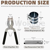 Vista 2 de Juego de 4 herramientas de compresor de anillo de pistón de 3 pulgadas con medidor de sensor, compresor de anillo de pistón de motor de automóvil