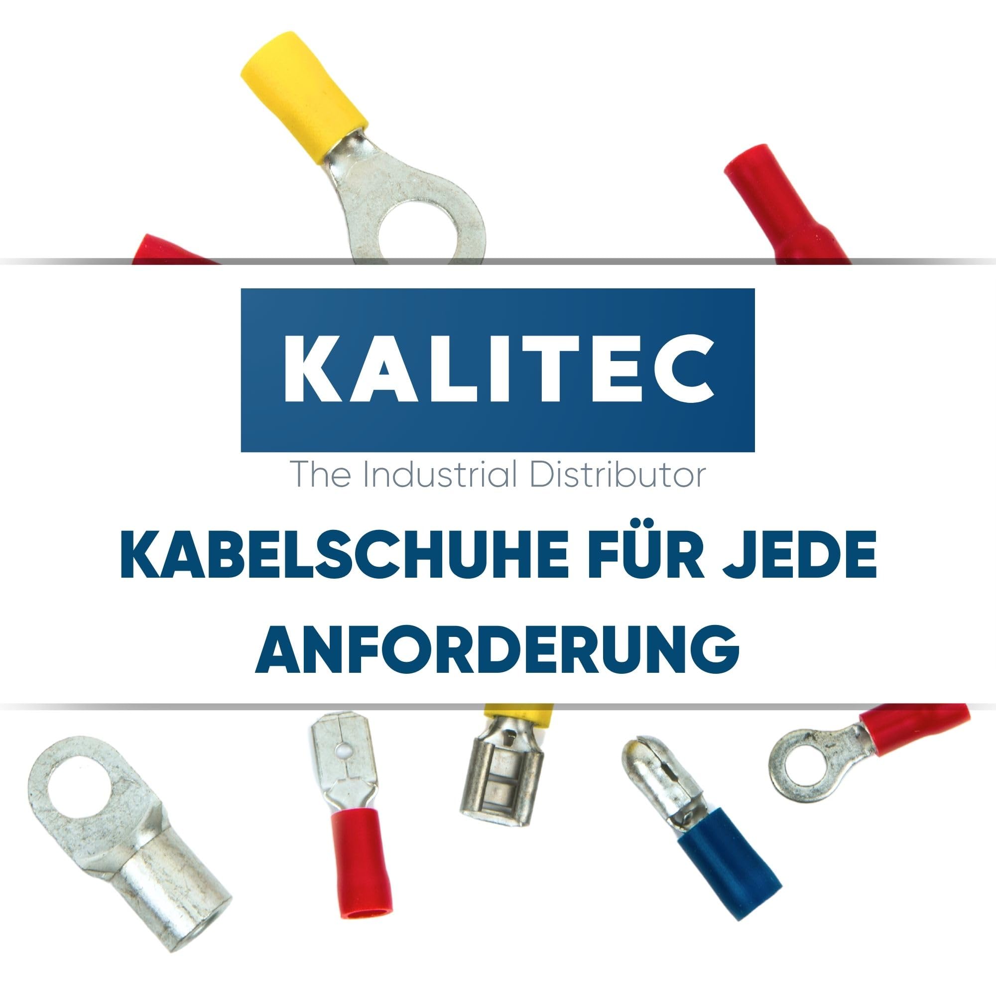 10 Cosses à Anneau Kalitec M6 - Pour Câbles 0,5-1mm² - Partiellement Isolées Rouge - Connexion électrique Sécurisée
