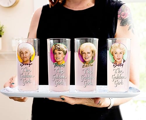 Miniatura 7 de The Golden Girls Frames - Vasos de 10 onzas con logotipo, juego de 4 | Vasos de bar para mimosas, cócteles