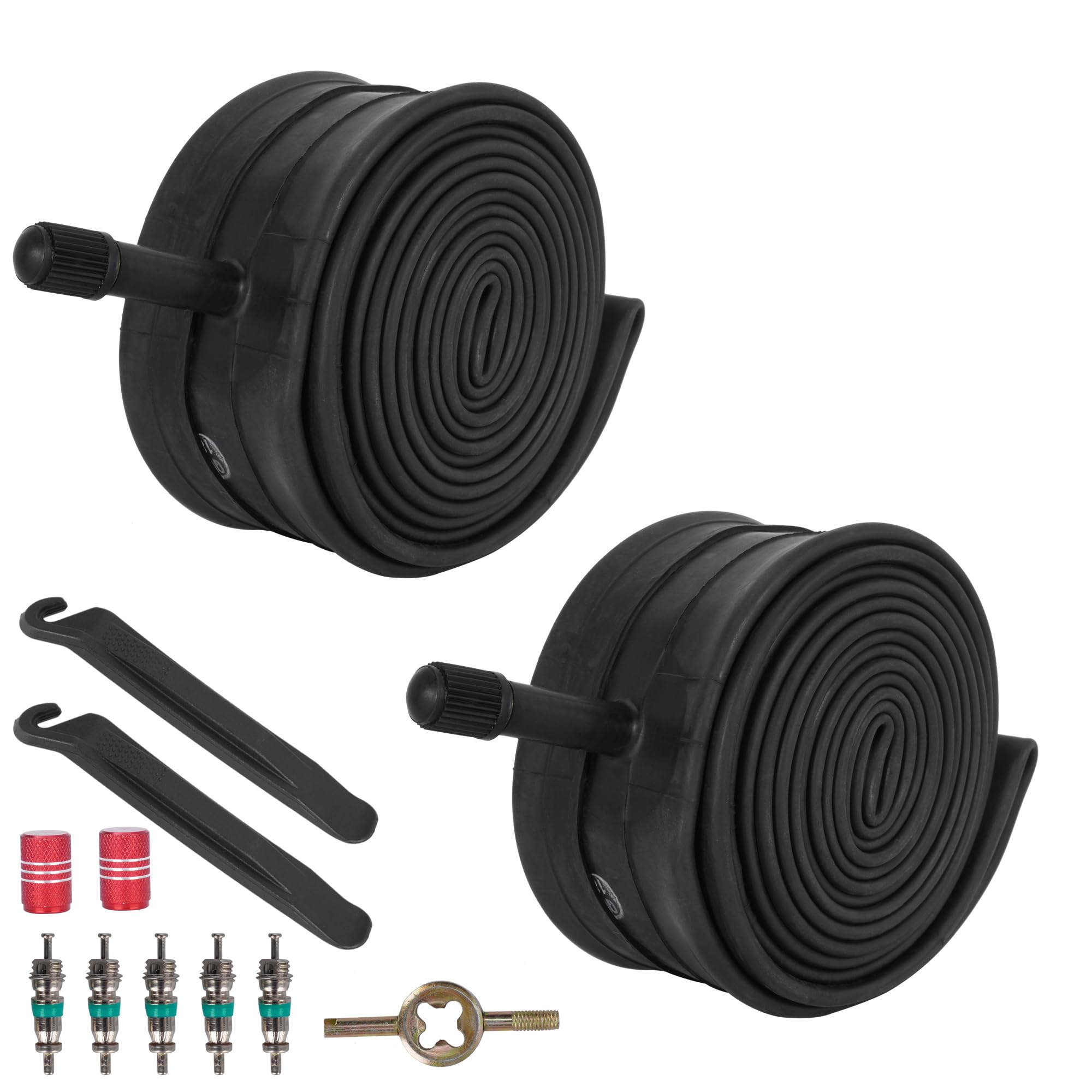 RUTU 26x1.75/2.125/4.0 Bike Tubes 26x1.50/1.75/1.95/2.10/2.125/2.50/3.0/3.5/4.0 Bicycle Tube AV32mm Schrader Valve Heavy Duty 26 inch Road Cruiser Mountain Bike Tube with Tire Lever 2 Pack