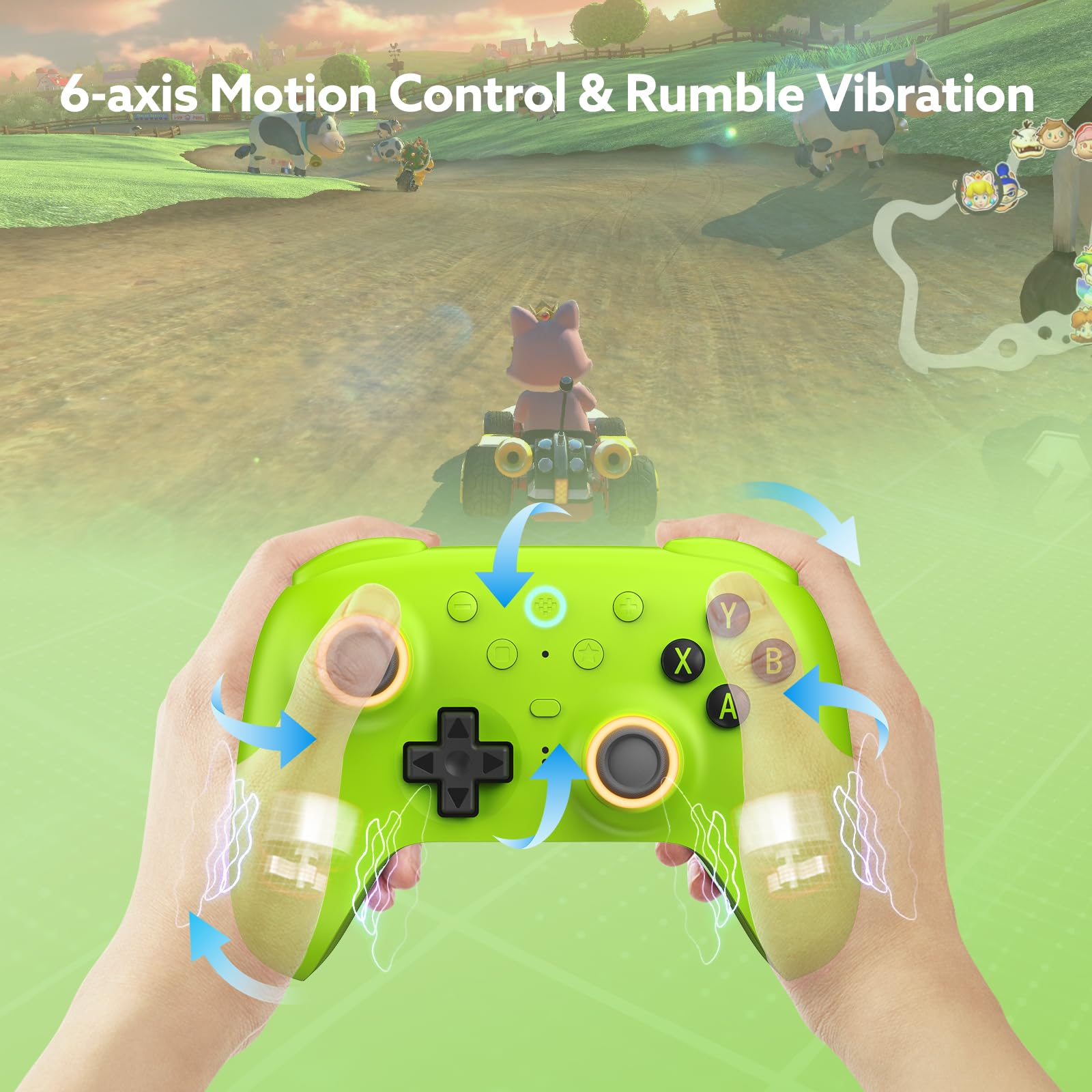 8Bitdo Ultimate 2 Wireless Controller für PC Android Apple Steam, TMR Joystick, 2.4G Gamepad mit Ladestation (GREEN)