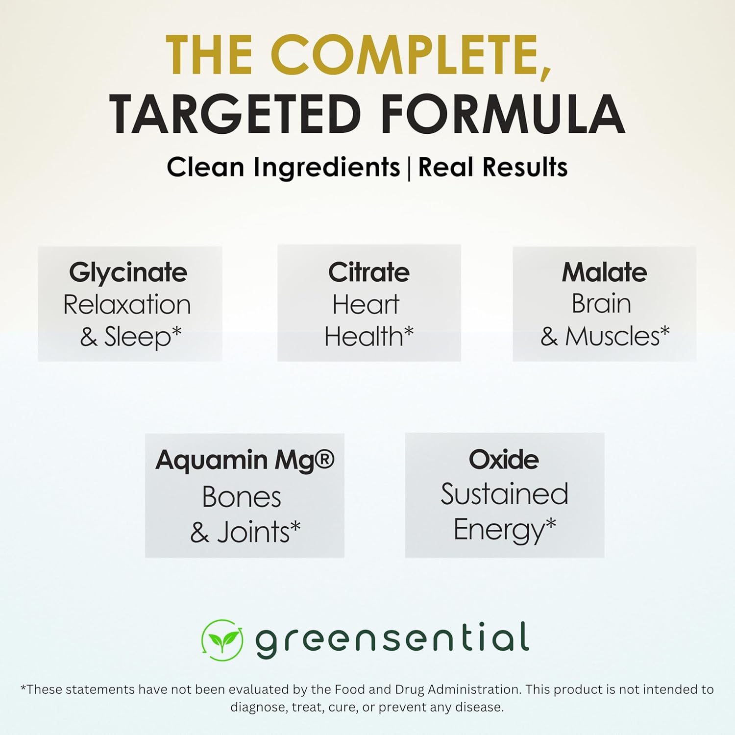 Greensential 5-in-1 Magnesium Complex 500mg | Glycinate, Malate, Citrate, Oxide & Aquamin® | Advanced Sleep, Muscle & Heart Support | Made in USA, Vegan, 120 Capsules