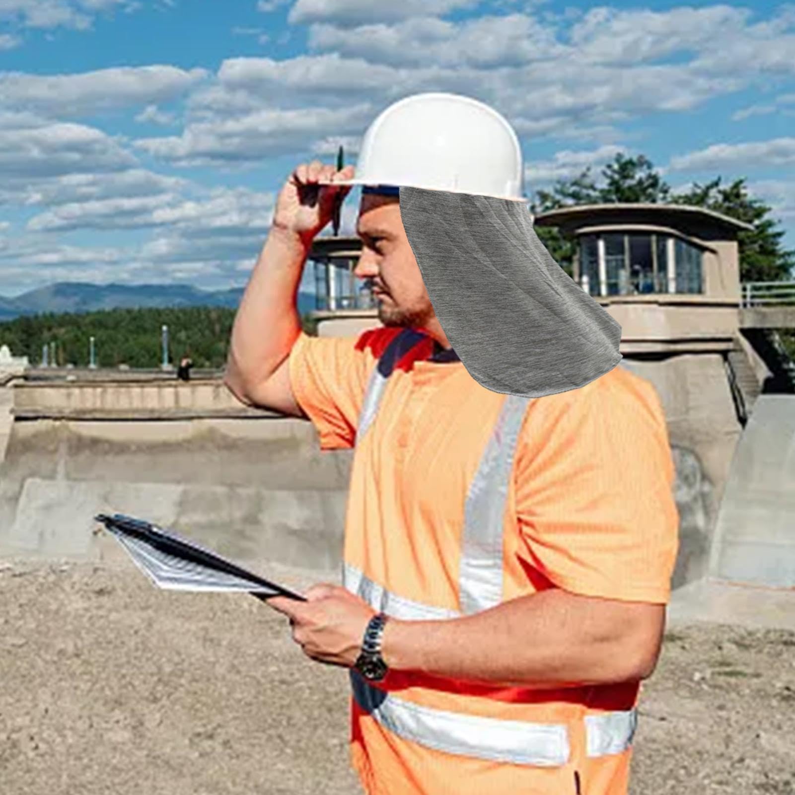 Helm-Nackenschutz, Sonnenschutz für Helm, reflektierender Sonnenhut, Nackenschutz, 2 atmungsaktive Helmfutter, schnelltrocknender Halsschatten