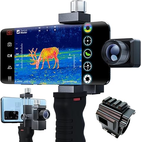 Monocular Térmico de Caza Thermal Master T2 Pro Visor Nocturno Térmico 1579 Yardas Detección Cámara Térmica Exterior 15x Zoom Mango Táctico y Montura para Visor (T2 Pro-Android)