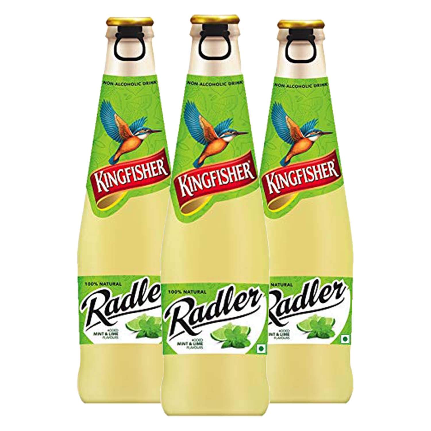Kingfisher Radler Non Alcoholic Malt Drink Mint & Lime Glass Bottle Pack of 3, x 300 ml