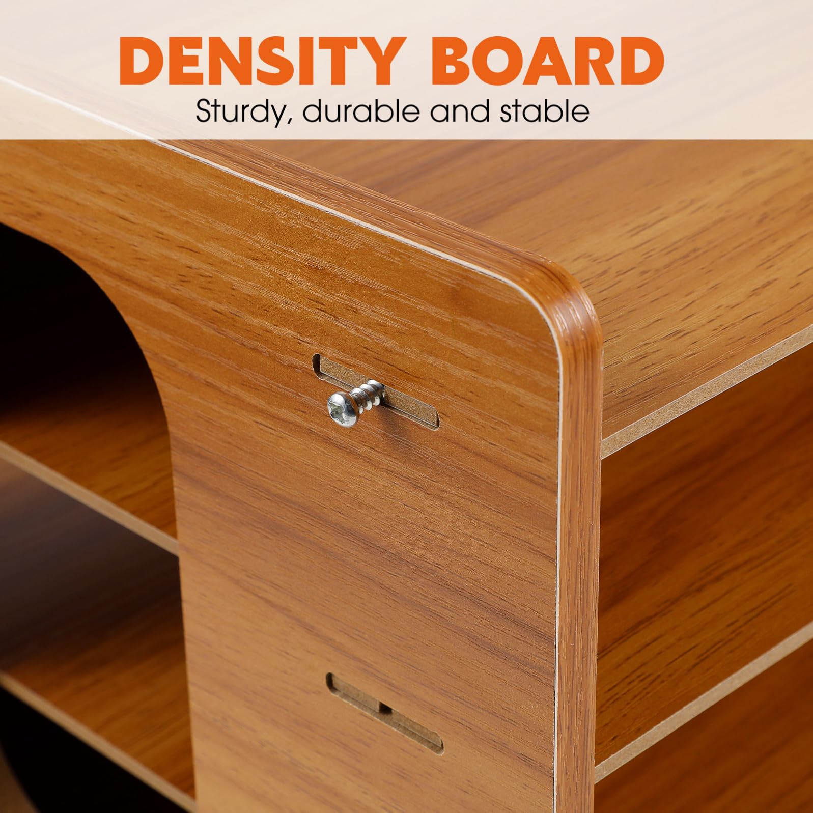 HANABASS Organizzatore Documenti da Scrivania in Legno 4 Ripiani Verticali, Struttura a Telaio, Design Semplice e Moderno per Ufficio e Casa