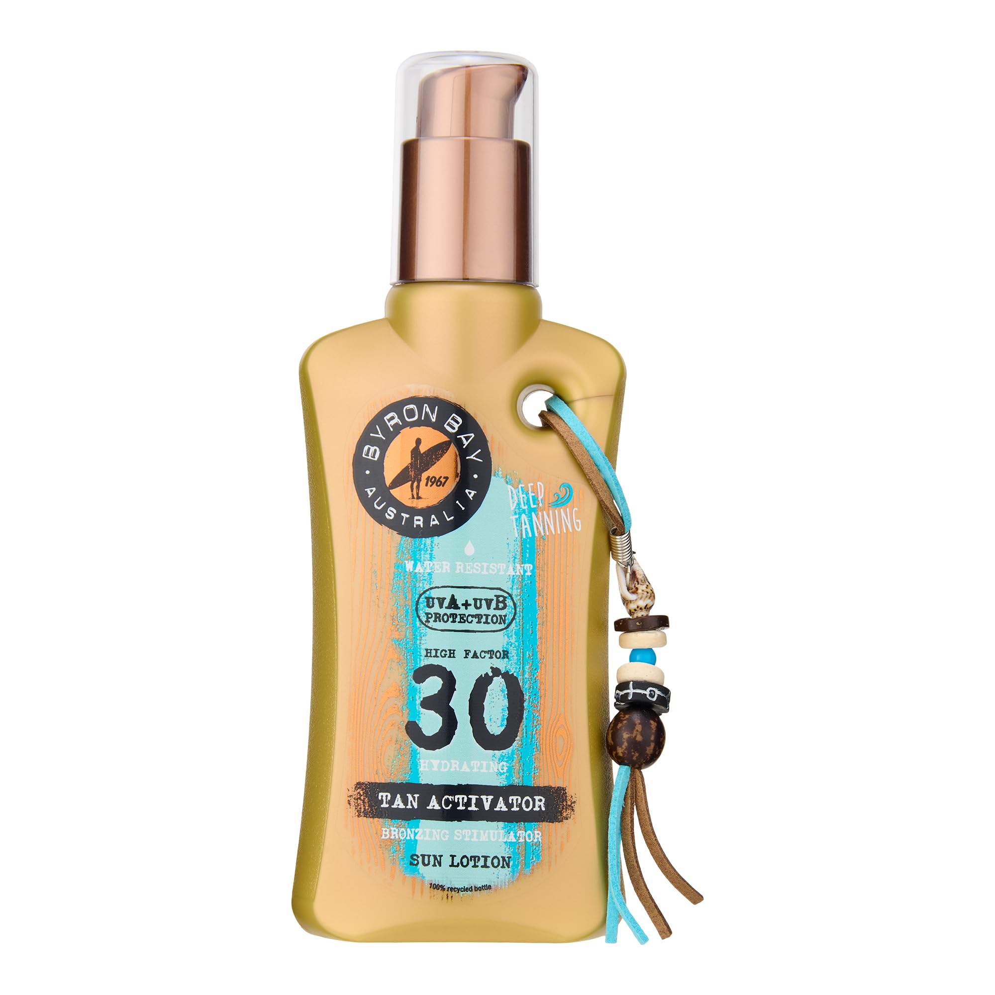 Byron Bay AustraliaSun Cream Lotion SPF 30 - Sunscreen with Bronzing & Tanning Activators For A Deeper Tan, UVA & UVB Protection, Non-Greasy, Water-Resistant, No White Marks, Reef-Safe - 200ml