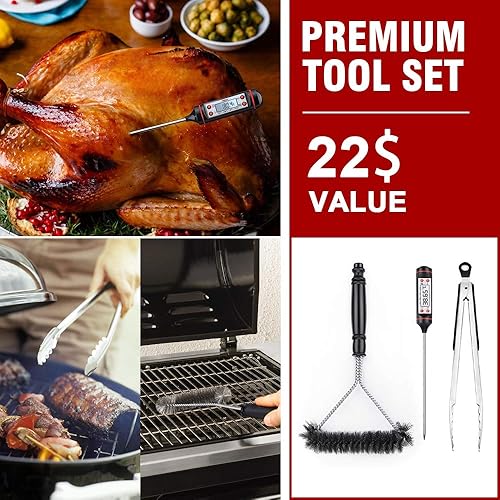 Miniatura 8 de Kingkong 7138 Premium Grill Cover para parrilla de gas Weber Spirit 200 y Spirit II 200 Series (en comparación con 7138) incluyendo cepillo, pinzas