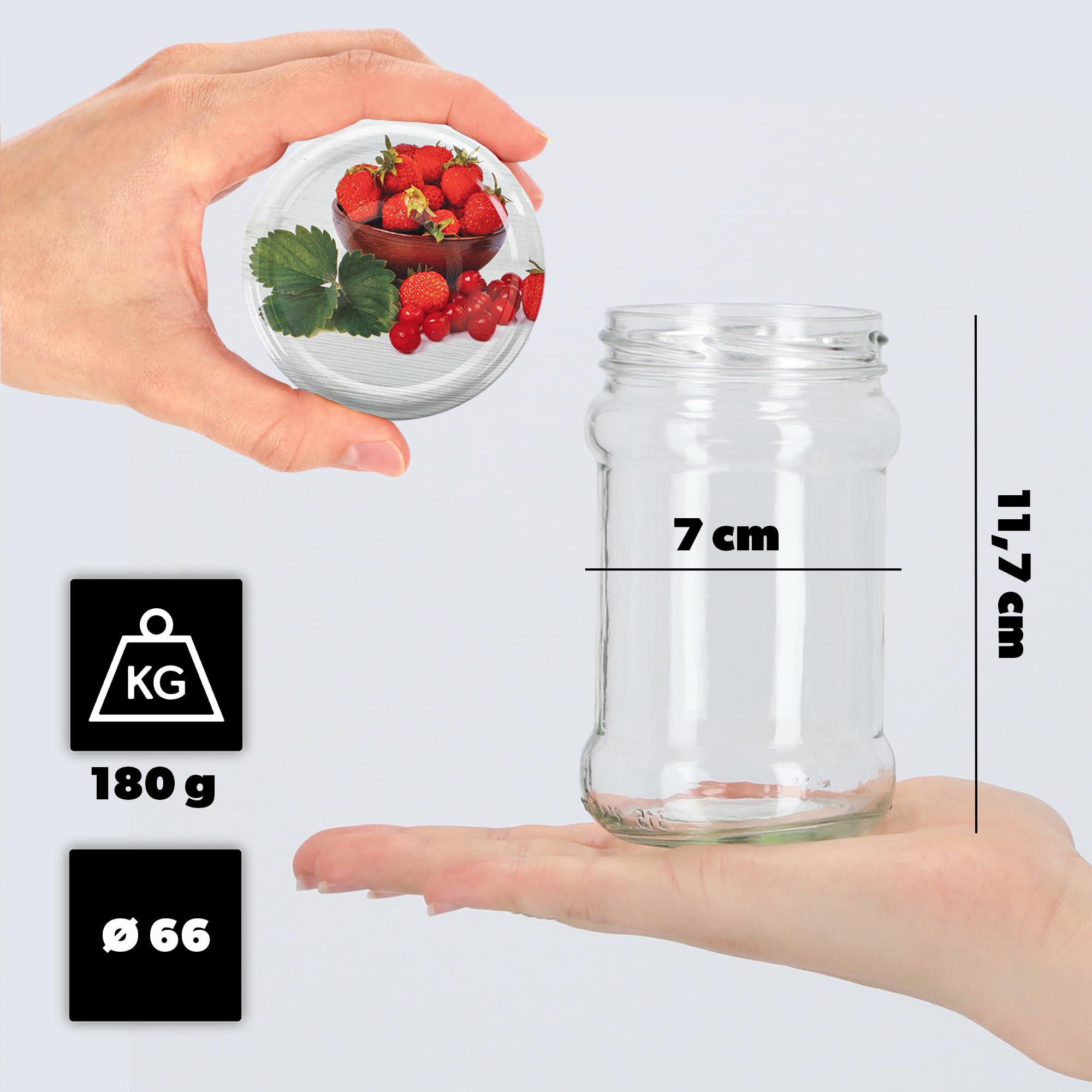 Sendez Set di 2 barattoli per marmellata in vetro, 200 ml, con coperchio e cucchiaio in acciaio inox, per miele, parmigiano, portaspezie