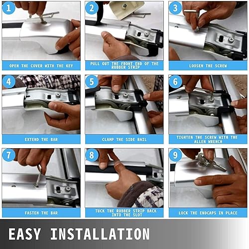 Miniatura 8 de 2 barras transversales con cerradura para Nissan X-Trail Rogue 2014-2021