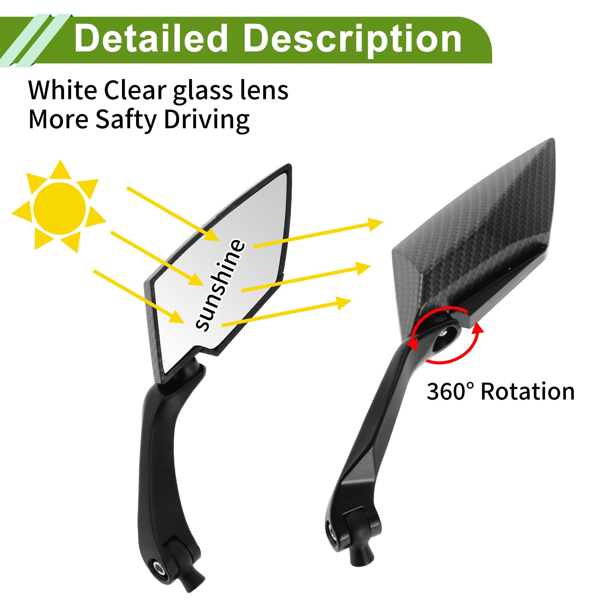 Rétroviseurs universels moto, fixation embout guidon M8/M10
