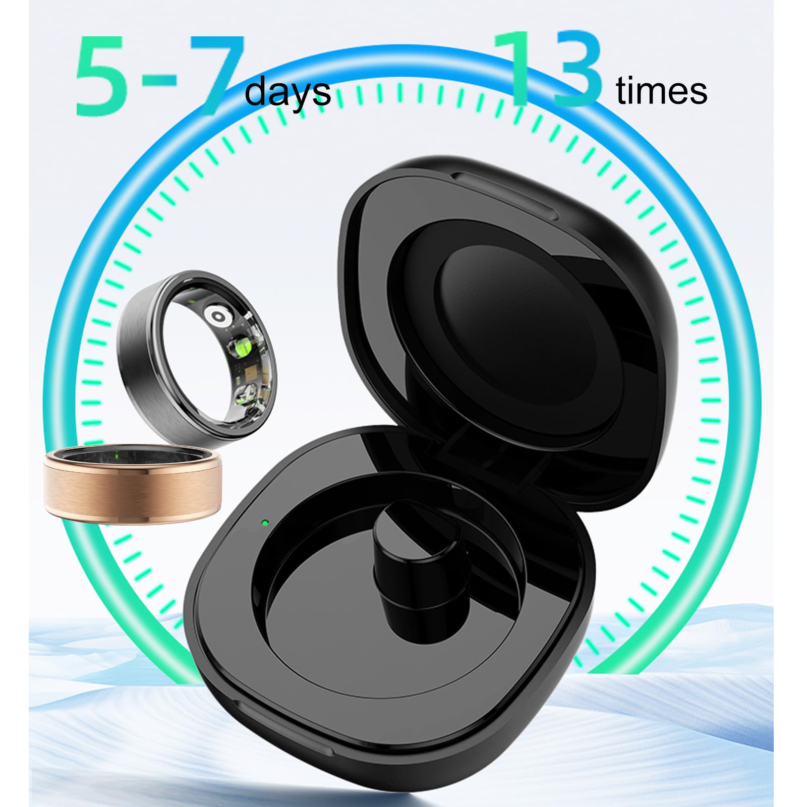 findtime Bague intelligente Android avec moniteur de fréquence cardiaque, podomètre, bague intelligente iOS, tracker de fitness, compteur de calories, bagues intelligentes pour homme et femme