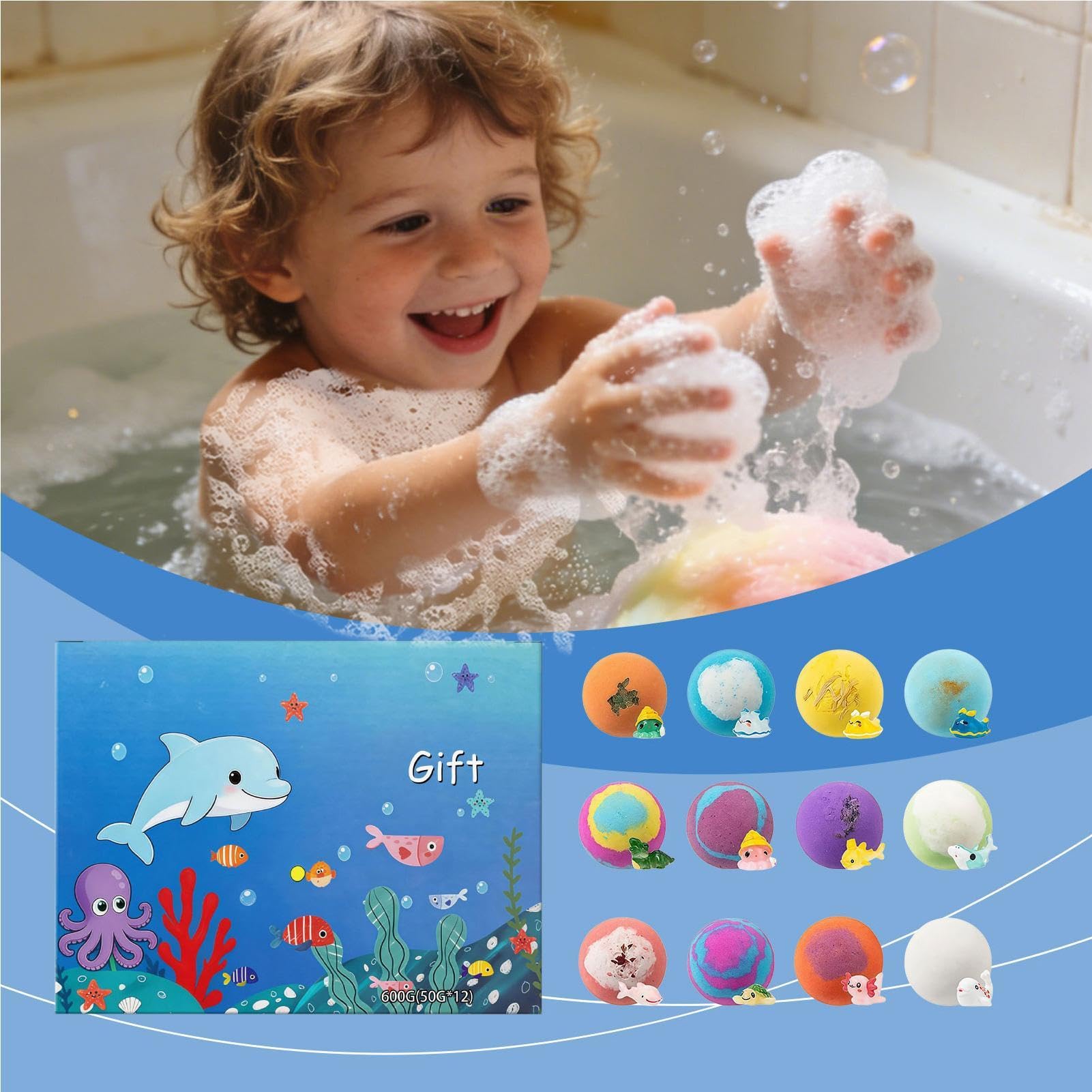 Palle da Bagno con Interna 12 Pezzi con Fragranza | Set di Bombette Effervescenti Regalo per Compleanno, Giochi, Doccia, Hotel, Casa, Asilo, Viaggi Estivi