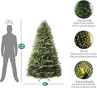 Vista 5 de Camden 6.5ft Prelit Artificial Christmas Tree with Foot Pedal, 2041 Branch Tips, 400 Warm Lights and Metal Stand, 51" Wide Realistic Hinged Verde